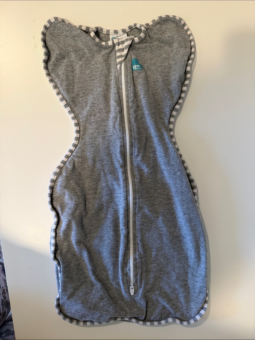 Love to dream Gray Striped-Trim Swaddle Sleep Sack